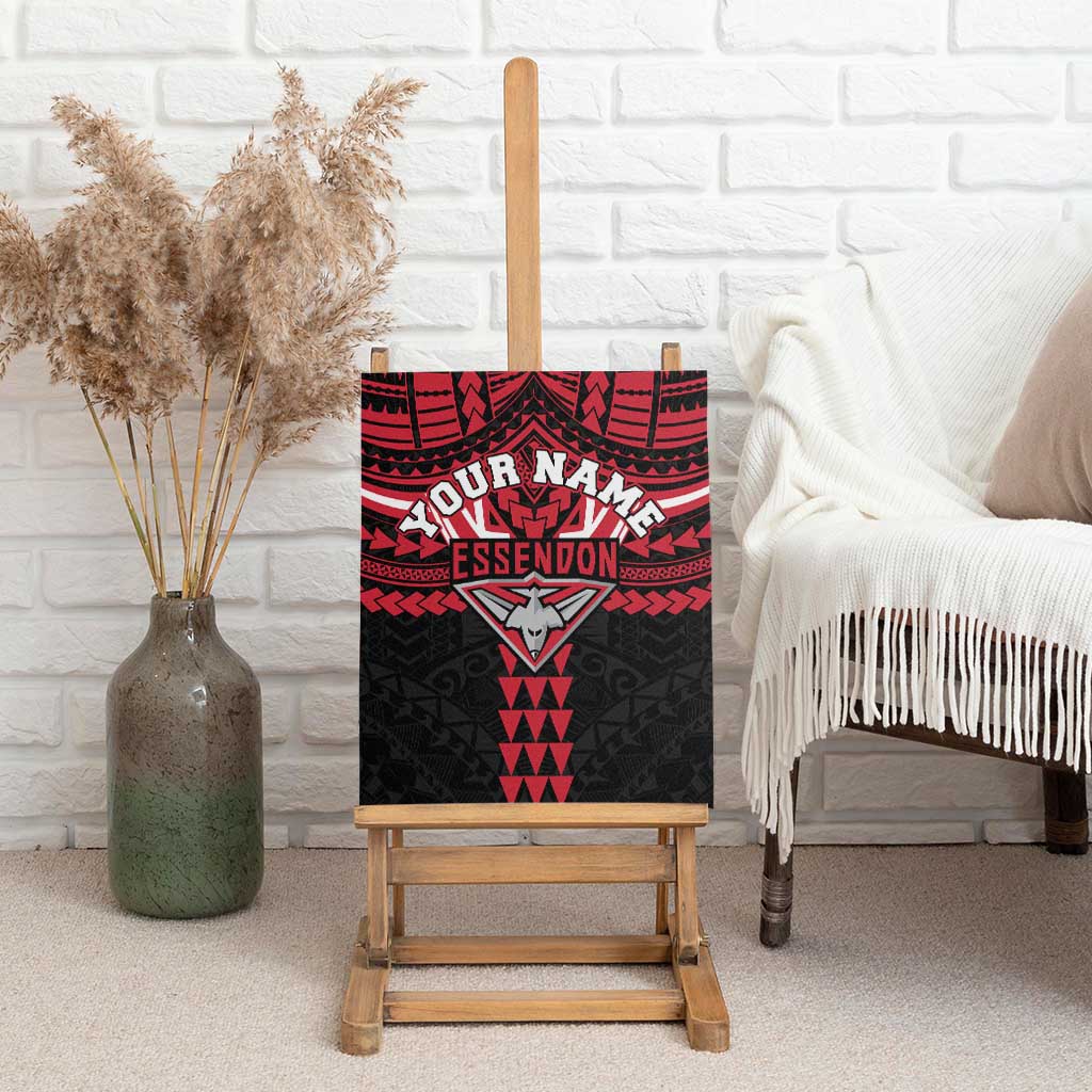 Personalized Essendon Bombers Canvas Wall Art Polynesian Tribal Pattern Heritage Football