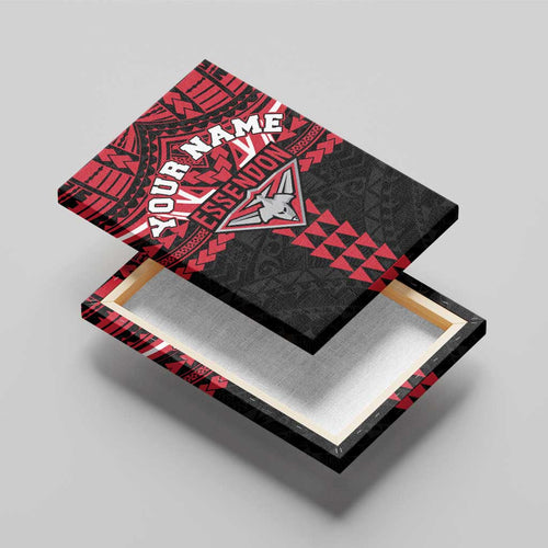 Personalized Essendon Bombers Canvas Wall Art Polynesian Tribal Pattern Heritage Football