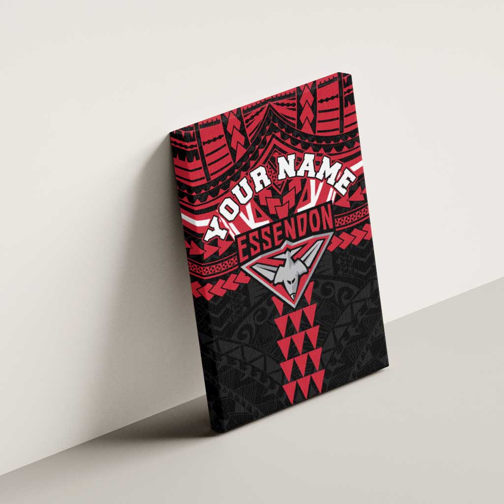 Personalized Essendon Bombers Canvas Wall Art Polynesian Tribal Pattern Heritage Football