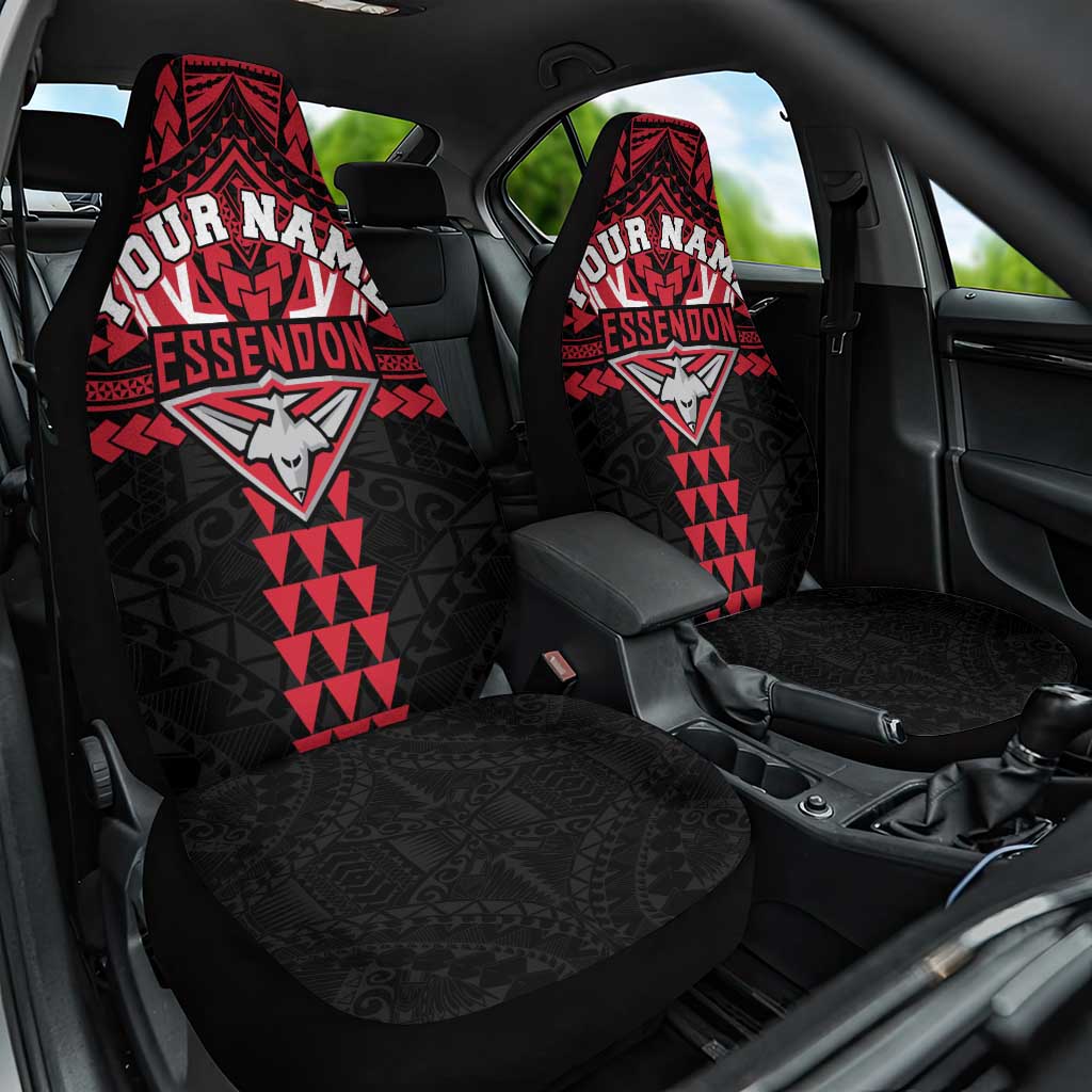 Personalized Essendon Bombers Car Seat Cover Polynesian Tribal Pattern Heritage Football