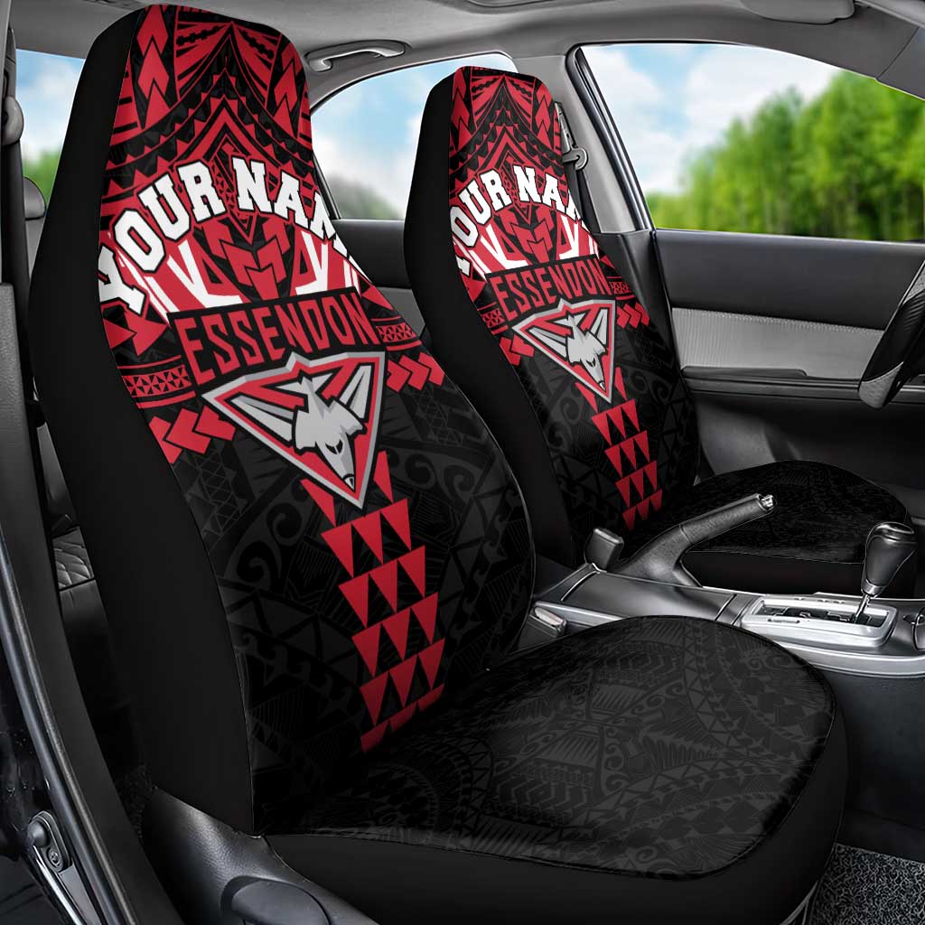 Personalized Essendon Bombers Car Seat Cover Polynesian Tribal Pattern Heritage Football