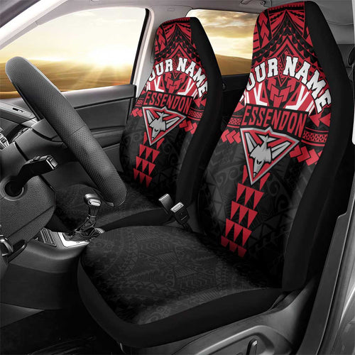 Personalized Essendon Bombers Car Seat Cover Polynesian Tribal Pattern Heritage Football