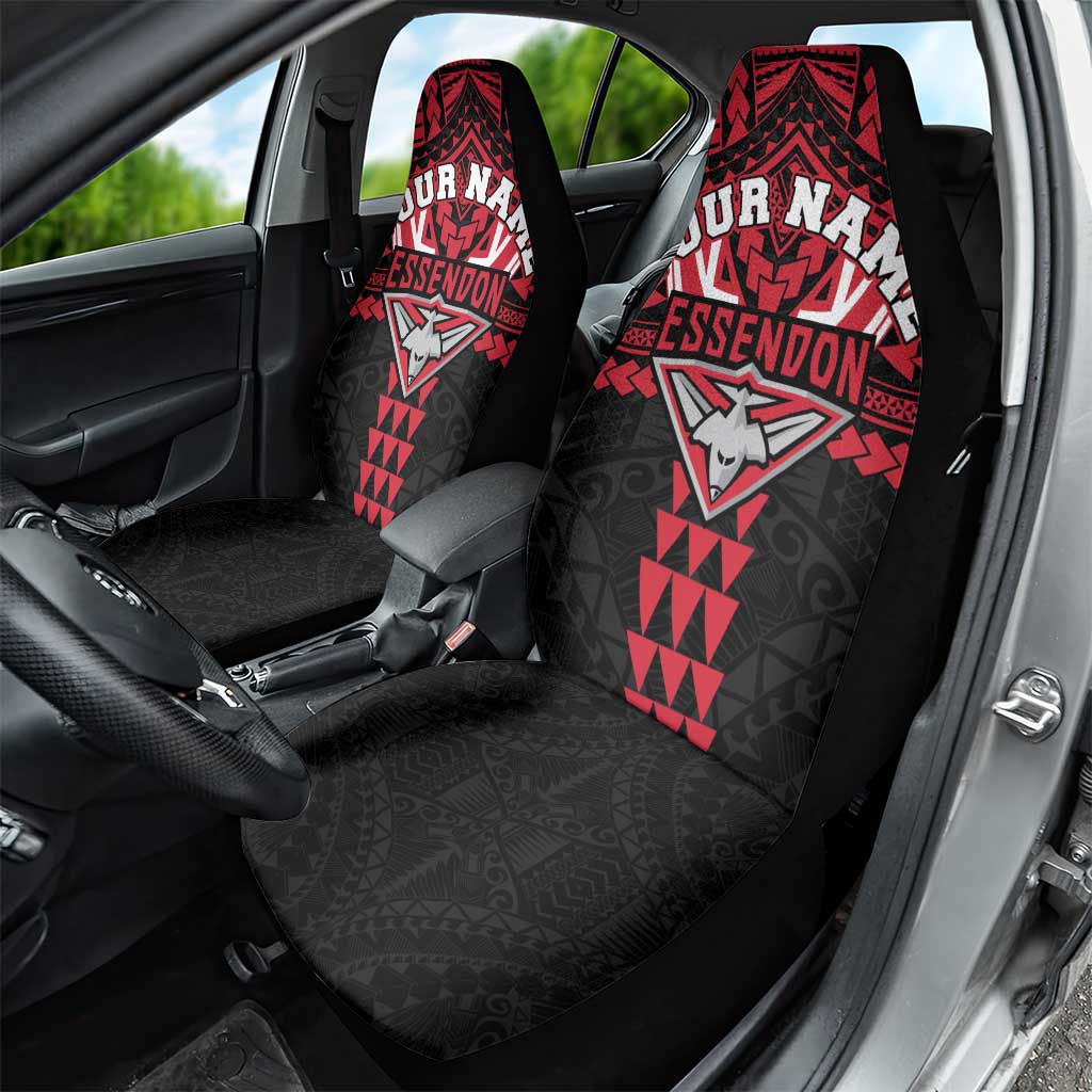 Personalized Essendon Bombers Car Seat Cover Polynesian Tribal Pattern Heritage Football