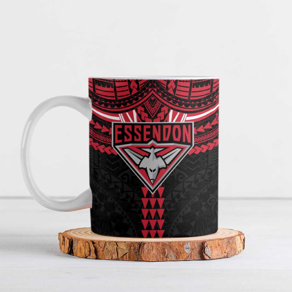 Personalized Essendon Bombers Ceramic Mug Polynesian Tribal Pattern Heritage Football
