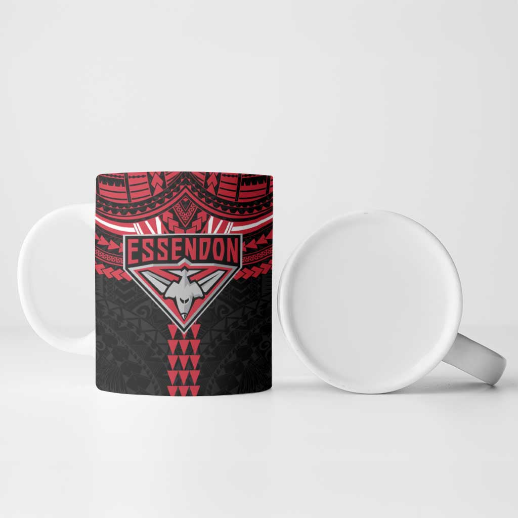 Personalized Essendon Bombers Ceramic Mug Polynesian Tribal Pattern Heritage Football