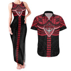Personalized Essendon Bombers Couples Matching Tank Maxi Dress and Hawaiian Shirt Polynesian Tribal Pattern Heritage Football