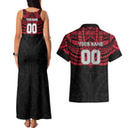 Personalized Essendon Bombers Couples Matching Tank Maxi Dress and Hawaiian Shirt Polynesian Tribal Pattern Heritage Football
