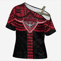 Personalized Essendon Bombers Cross Shoulder Shirt Polynesian Tribal Pattern Heritage Football