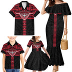 Personalized Essendon Bombers Family Matching Mermaid Dress and Hawaiian Shirt Polynesian Tribal Pattern Heritage Football