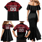 Personalized Essendon Bombers Family Matching Mermaid Dress and Hawaiian Shirt Polynesian Tribal Pattern Heritage Football