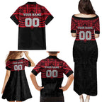 Personalized Essendon Bombers Family Matching Puletasi and Hawaiian Shirt Polynesian Tribal Pattern Heritage Football