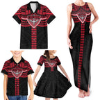 Personalized Essendon Bombers Family Matching Tank Maxi Dress and Hawaiian Shirt Polynesian Tribal Pattern Heritage Football