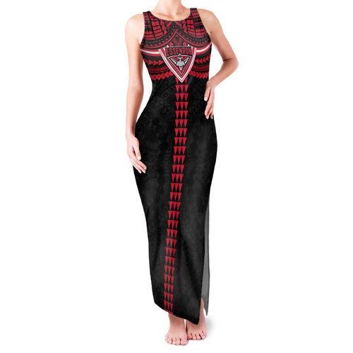 Personalized Essendon Bombers Family Matching Tank Maxi Dress and Hawaiian Shirt Polynesian Tribal Pattern Heritage Football