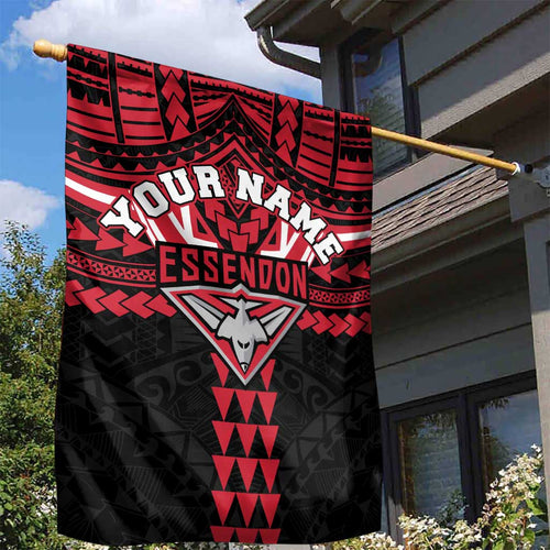 Personalized Essendon Bombers Garden Flag Polynesian Tribal Pattern Heritage Football