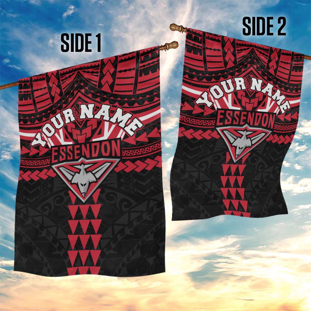 Personalized Essendon Bombers Garden Flag Polynesian Tribal Pattern Heritage Football