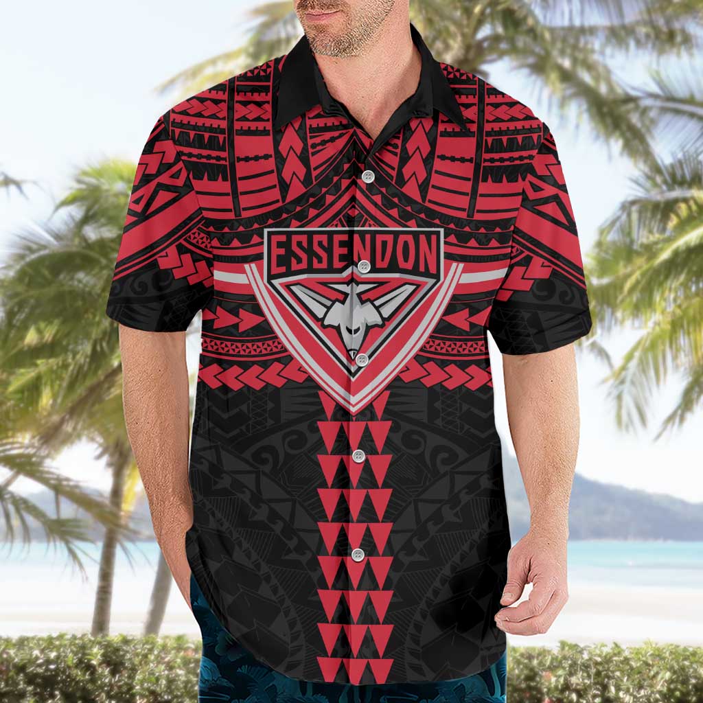 Personalized Essendon Bombers Hawaiian Shirt Polynesian Tribal Pattern Heritage Football