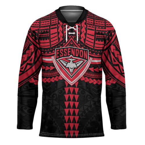 Personalized Essendon Bombers Hockey Jersey Polynesian Tribal Pattern Heritage Football