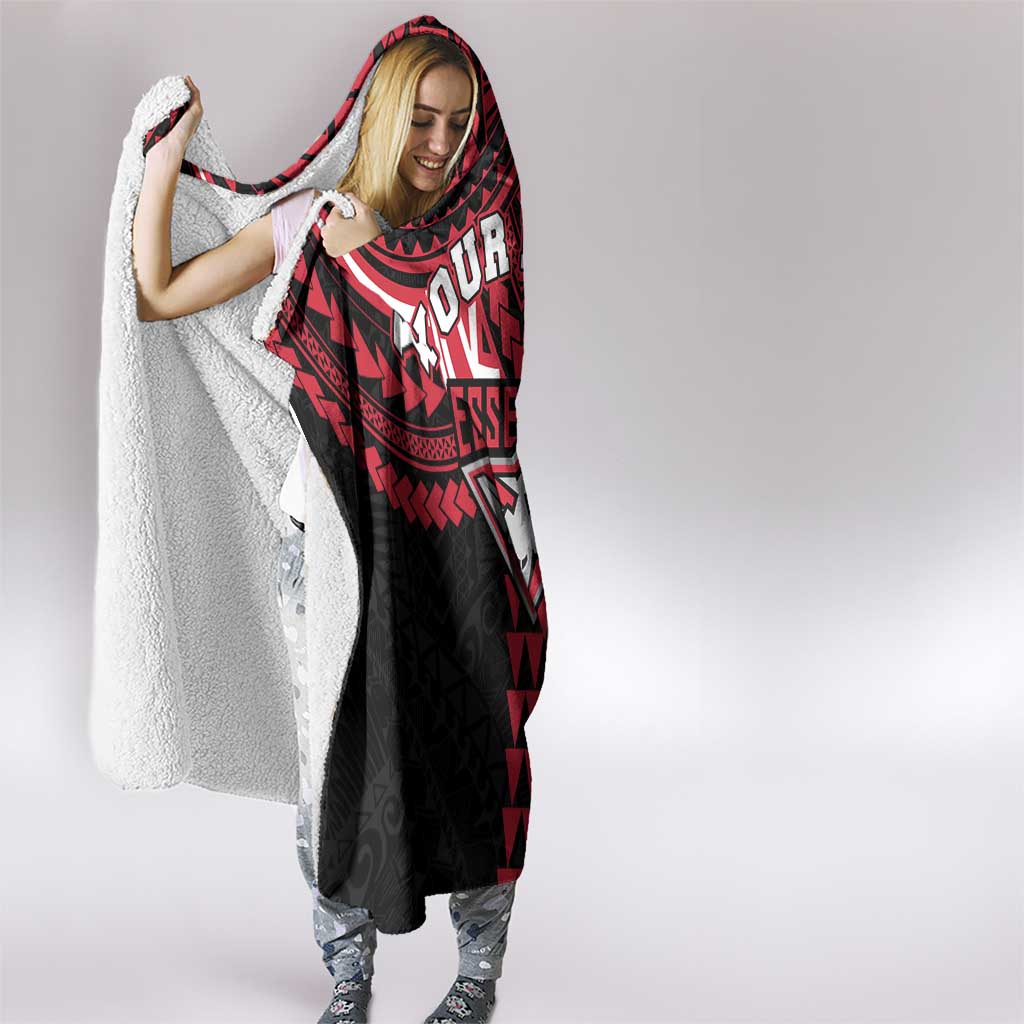 Personalized Essendon Bombers Hooded Blanket Polynesian Tribal Pattern Heritage Football