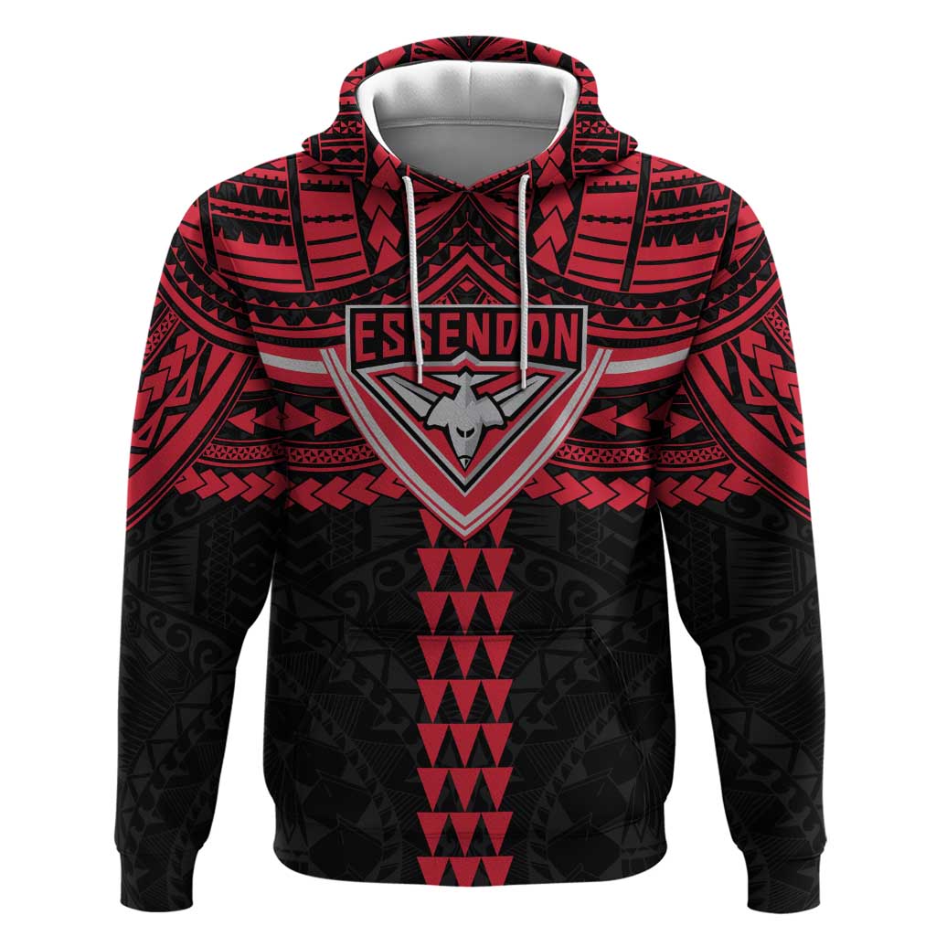 Personalized Essendon Bombers Hoodie Polynesian Tribal Pattern Heritage Football