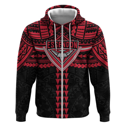 Personalized Essendon Bombers Hoodie Polynesian Tribal Pattern Heritage Football