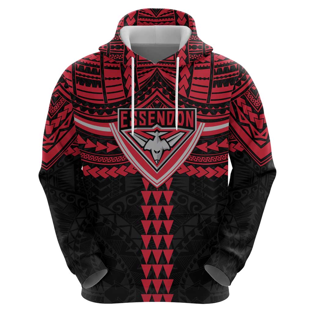 Personalized Essendon Bombers Hoodie Polynesian Tribal Pattern Heritage Football
