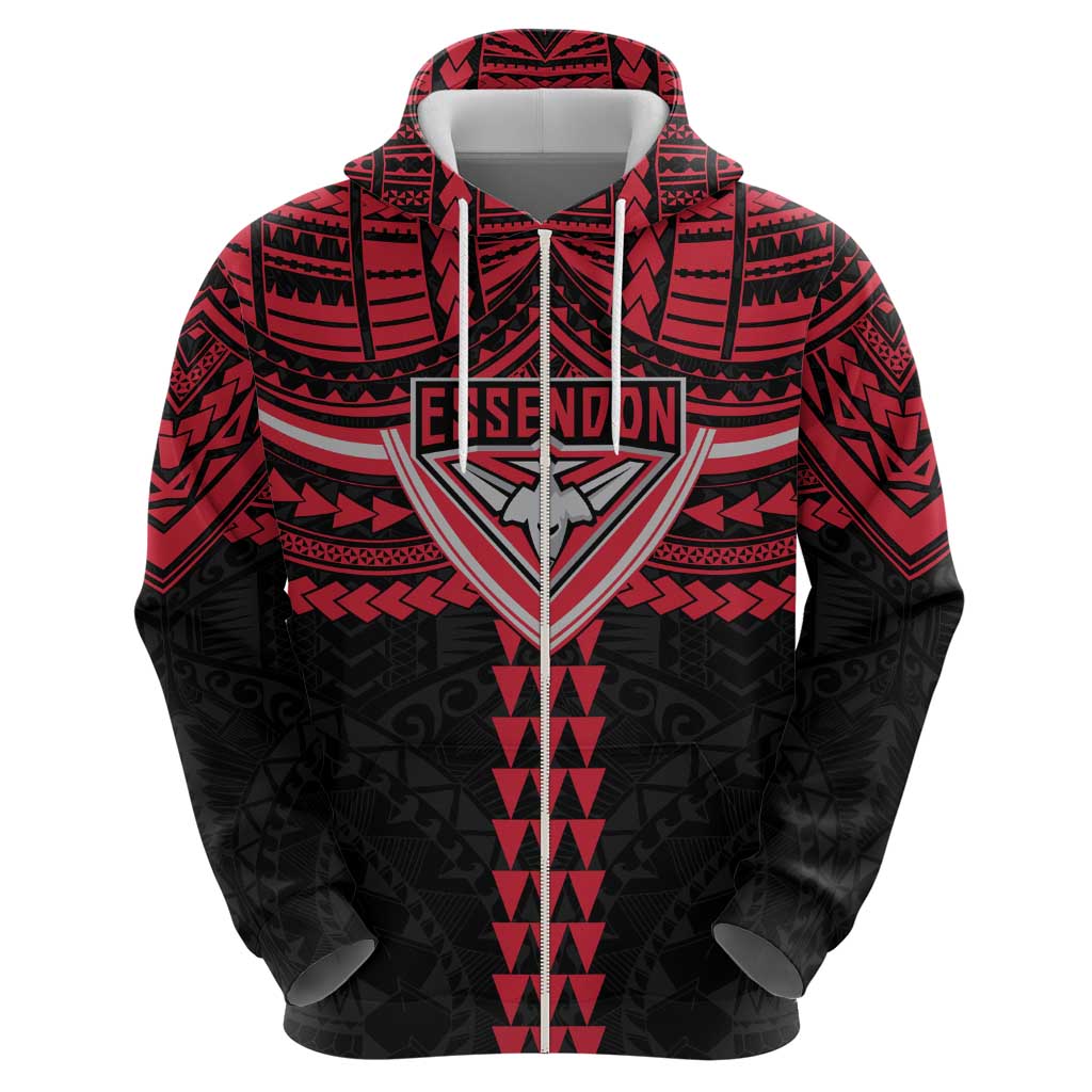 Personalized Essendon Bombers Hoodie Polynesian Tribal Pattern Heritage Football