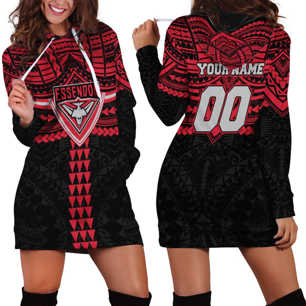 Personalized Essendon Bombers Hoodie Dress Polynesian Tribal Pattern Heritage Football