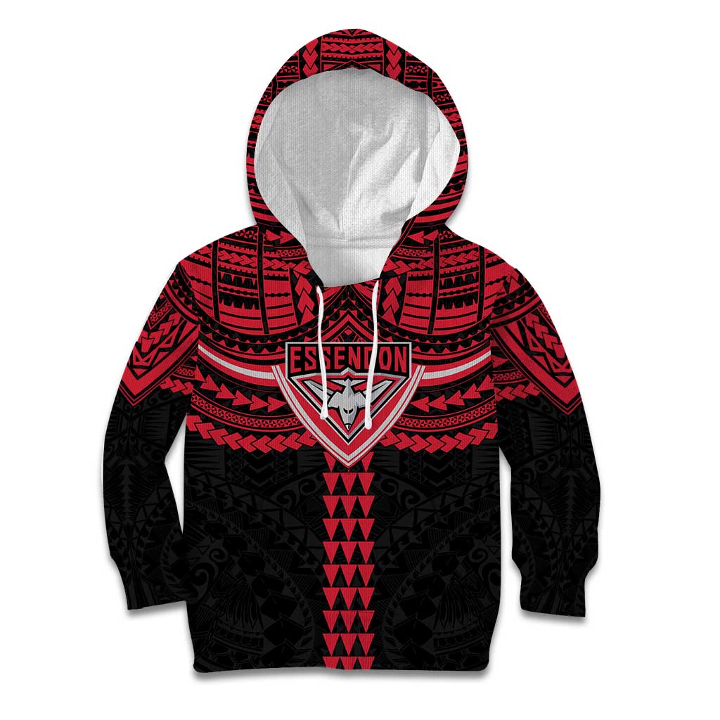 Personalized Essendon Bombers Kid Hoodie Polynesian Tribal Pattern Heritage Football