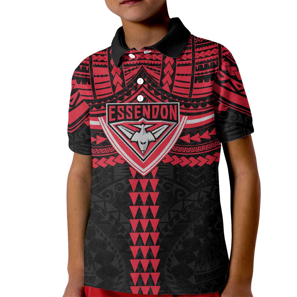 Personalized Essendon Bombers Kid Polo Shirt Polynesian Tribal Pattern Heritage Football