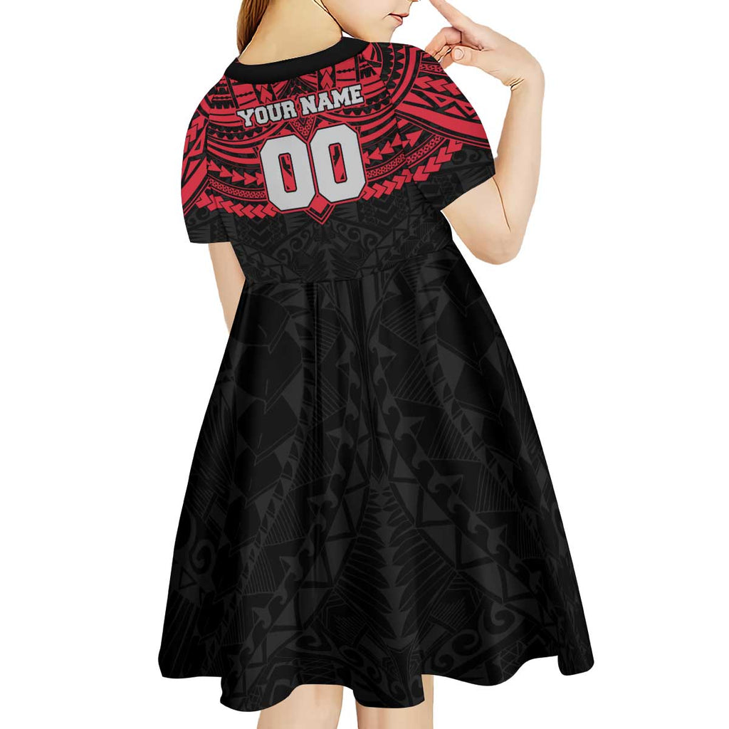 Personalized Essendon Bombers Kid Short Sleeve Dress Polynesian Tribal Pattern Heritage Football