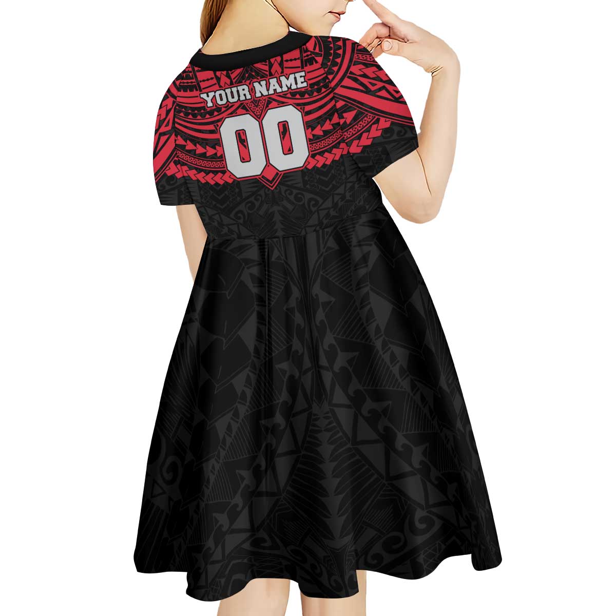 Personalized Essendon Bombers Kid Short Sleeve Dress Polynesian Tribal Pattern Heritage Football
