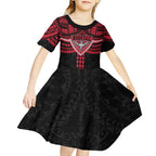 Personalized Essendon Bombers Kid Short Sleeve Dress Polynesian Tribal Pattern Heritage Football