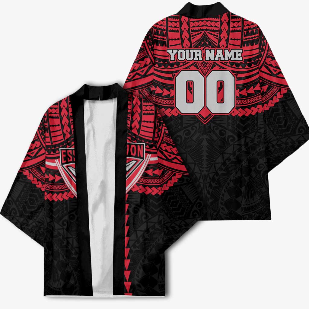Personalized Essendon Bombers Kimono Polynesian Tribal Pattern Heritage Football