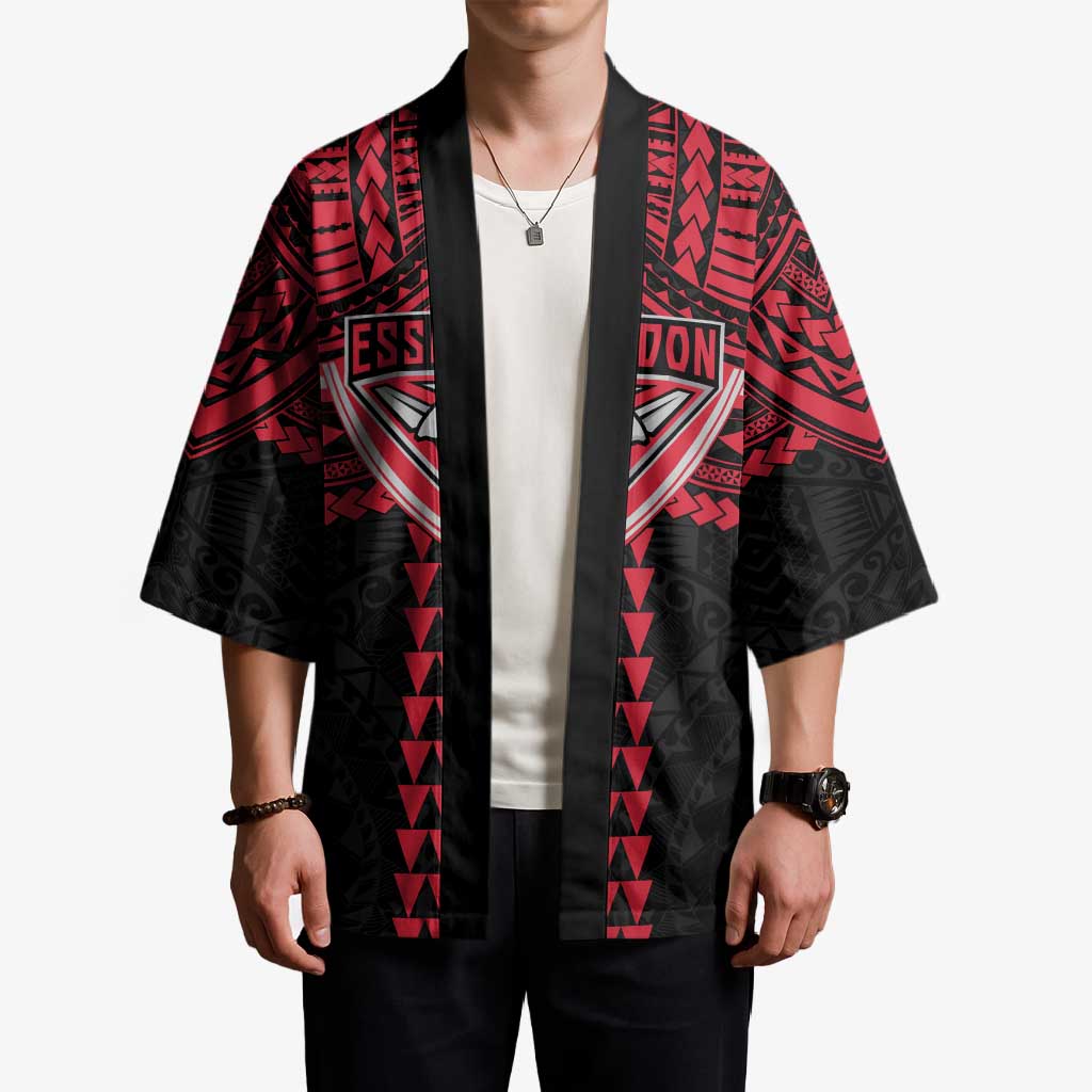 Personalized Essendon Bombers Kimono Polynesian Tribal Pattern Heritage Football