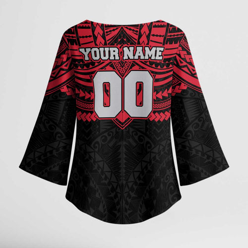 Personalized Essendon Bombers Kimono Sleeve Blouse Polynesian Tribal Pattern Heritage Football