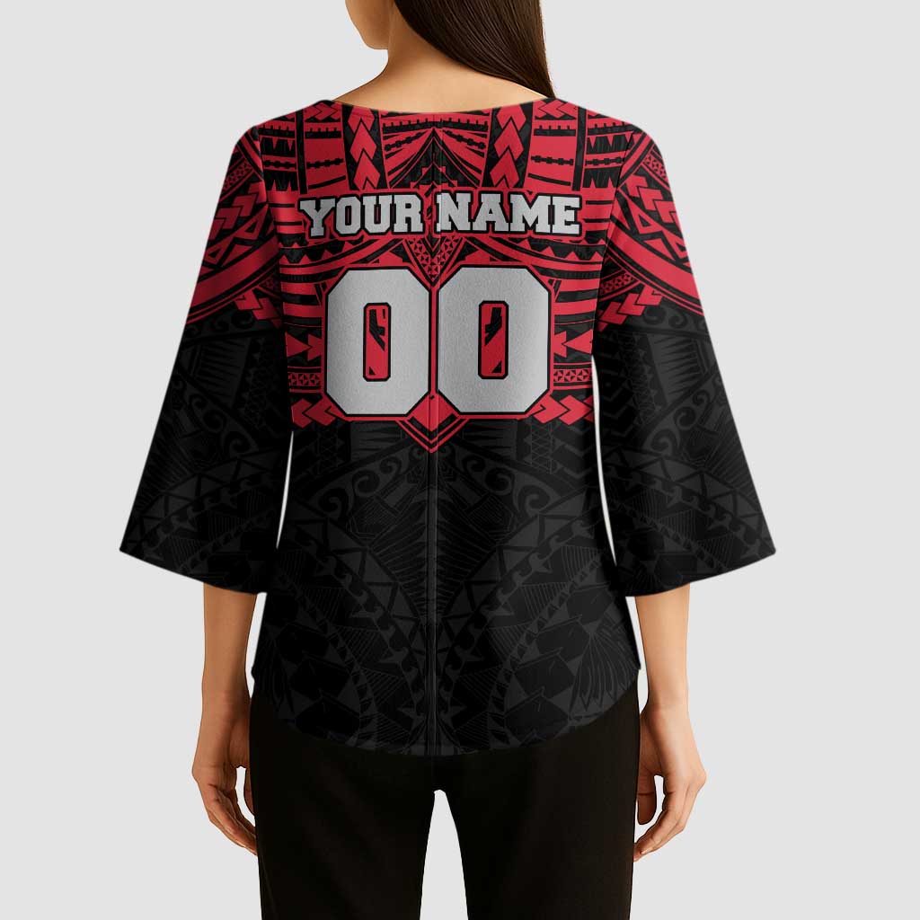 Personalized Essendon Bombers Kimono Sleeve Blouse Polynesian Tribal Pattern Heritage Football