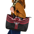 Personalized Essendon Bombers Leather Tote Bag Polynesian Tribal Pattern Heritage Football
