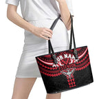 Personalized Essendon Bombers Leather Tote Bag Polynesian Tribal Pattern Heritage Football