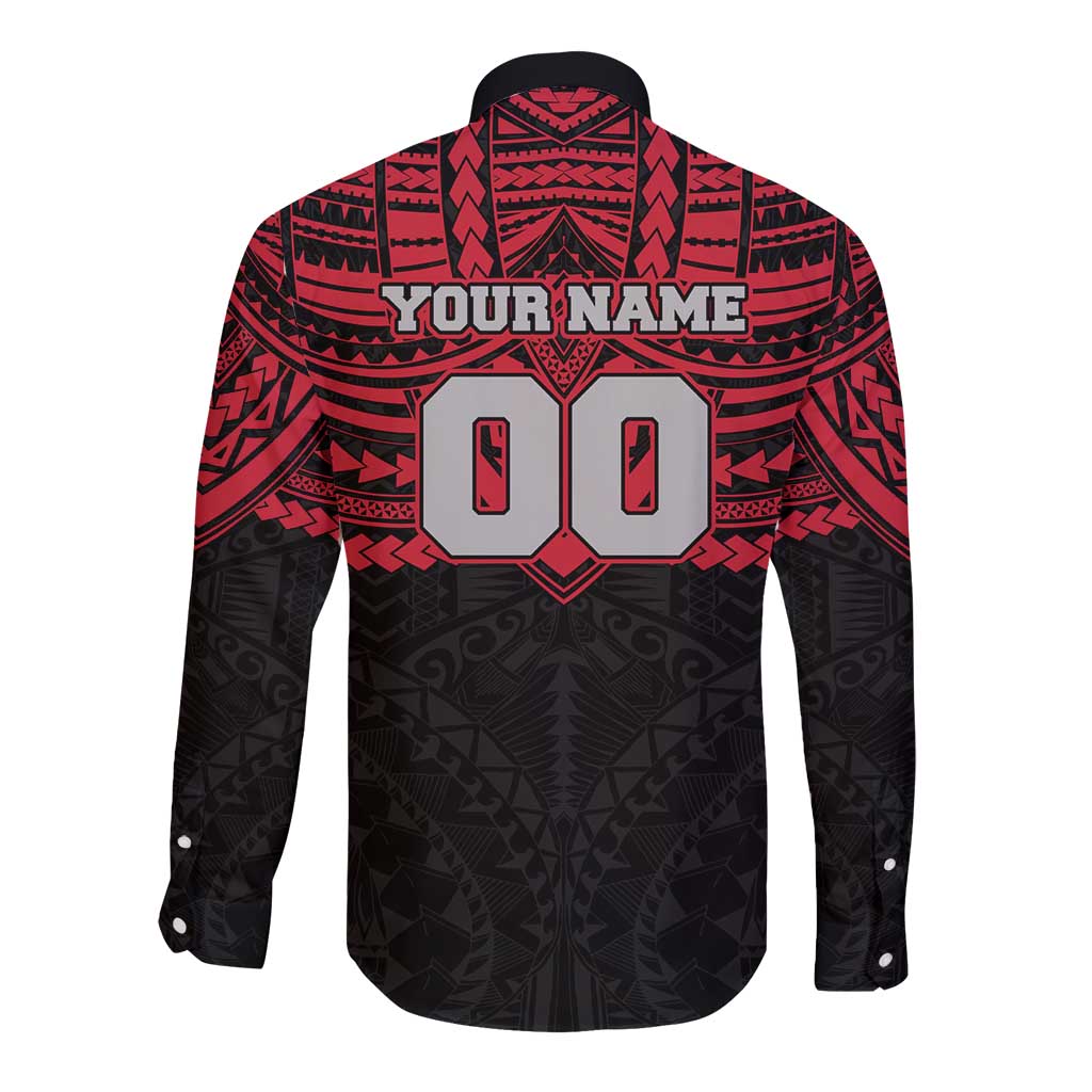 Personalized Essendon Bombers Long Sleeve Button Shirt Polynesian Tribal Pattern Heritage Football
