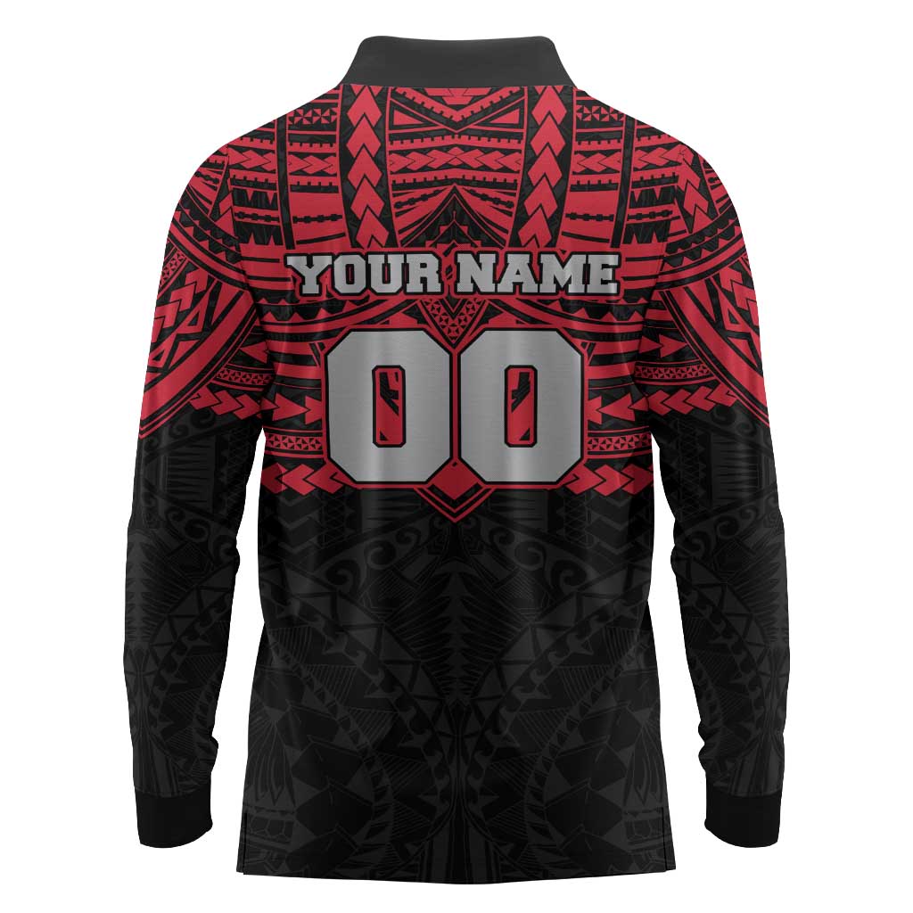Personalized Essendon Bombers Long Sleeve Polo Shirt Polynesian Tribal Pattern Heritage Football