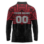 Personalized Essendon Bombers Long Sleeve Polo Shirt Polynesian Tribal Pattern Heritage Football