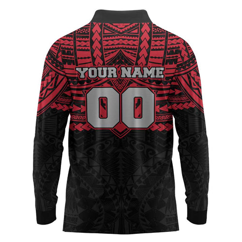 Personalized Essendon Bombers Long Sleeve Polo Shirt Polynesian Tribal Pattern Heritage Football