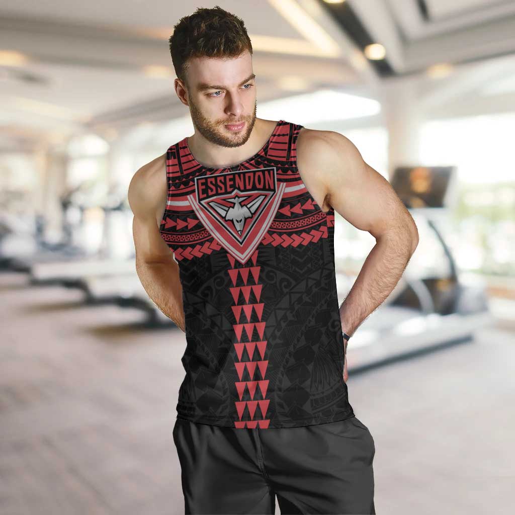Personalized Essendon Bombers Men Tank Top Polynesian Tribal Pattern Heritage Football