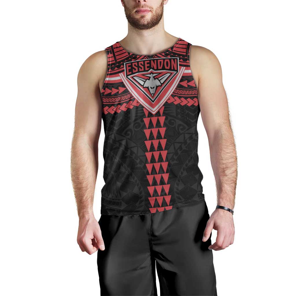 Personalized Essendon Bombers Men Tank Top Polynesian Tribal Pattern Heritage Football