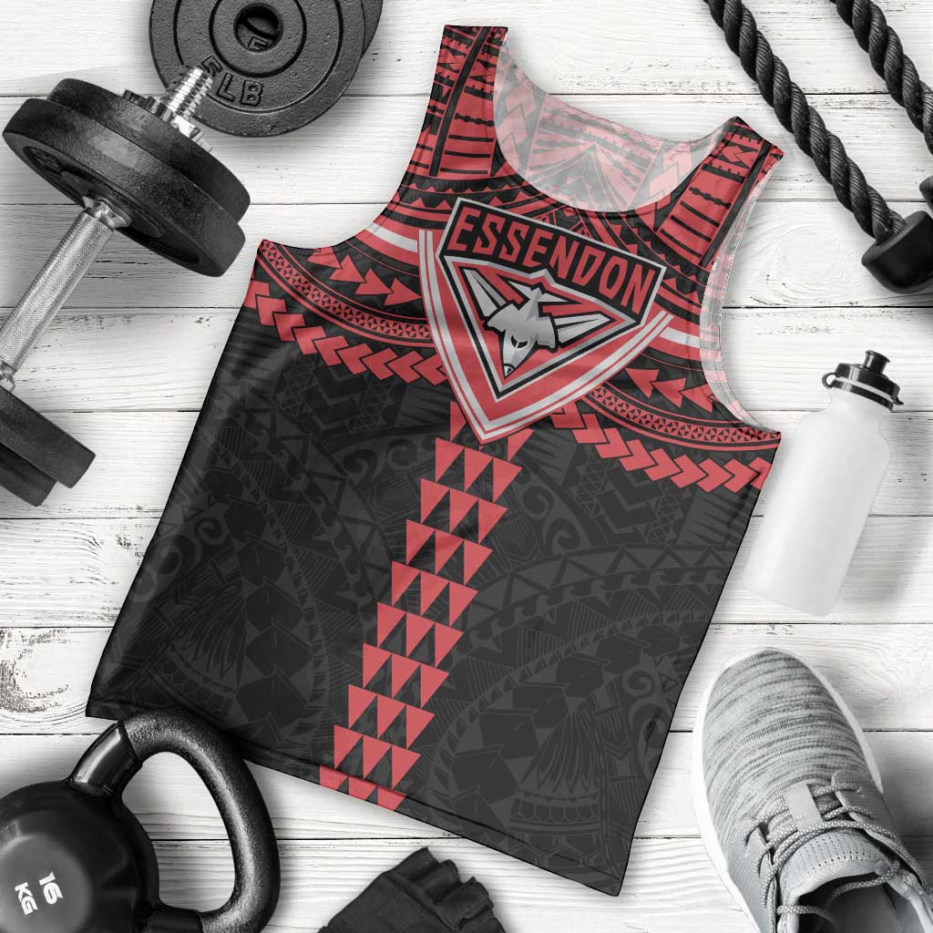 Personalized Essendon Bombers Men Tank Top Polynesian Tribal Pattern Heritage Football