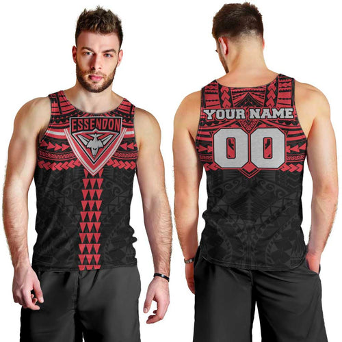 Personalized Essendon Bombers Men Tank Top Polynesian Tribal Pattern Heritage Football