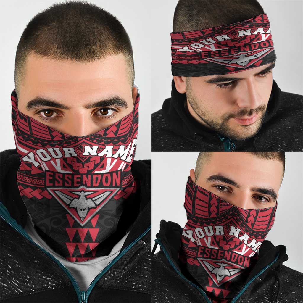 Personalized Essendon Bombers Neck Gaiter Polynesian Tribal Pattern Heritage Football