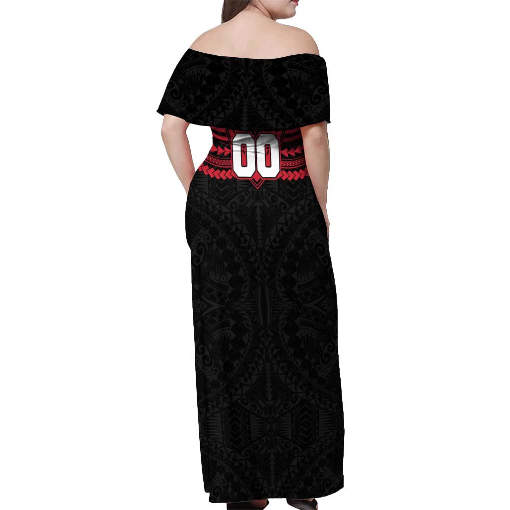 Personalized Essendon Bombers Off Shoulder Maxi Dress Polynesian Tribal Pattern Heritage Football