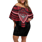 Personalized Essendon Bombers Off Shoulder Short Dress Polynesian Tribal Pattern Heritage Football