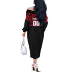 Personalized Essendon Bombers Off The Shoulder Long Sleeve Dress Polynesian Tribal Pattern Heritage Football